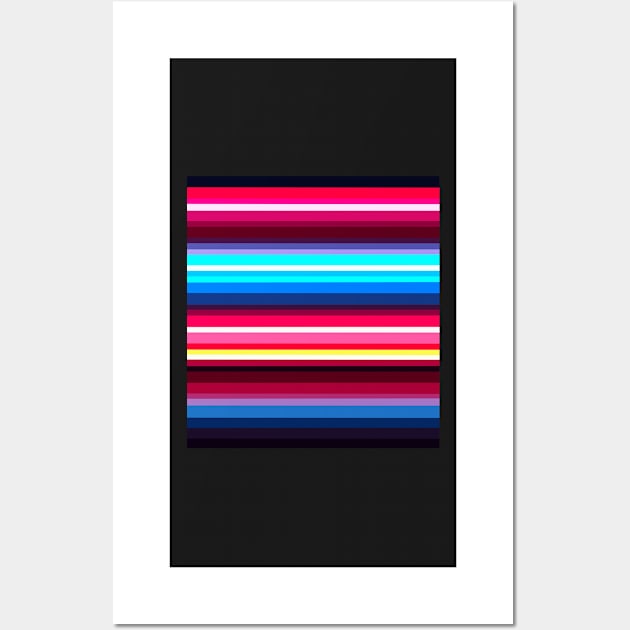 Neon Red Blue Stripes Wall Art by fionatgray